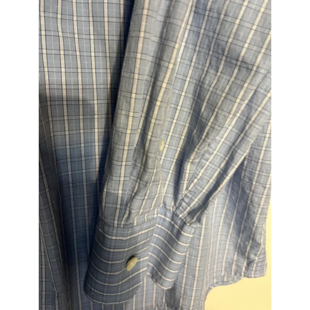 Banana Republic Mens Blue White Plaid Button Down Shirt Size M 15-15.5 Medium